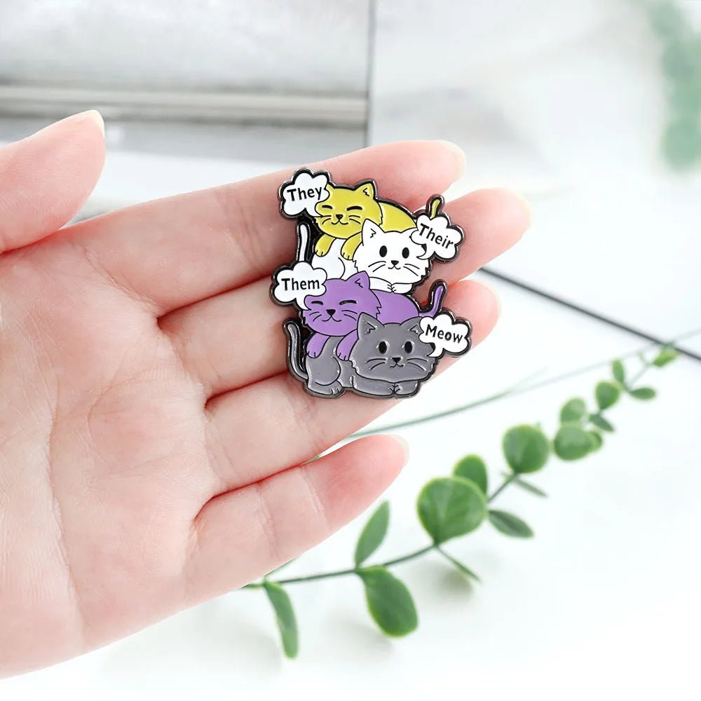 They Them Their Meow - Non-Binary Cats enamel pin