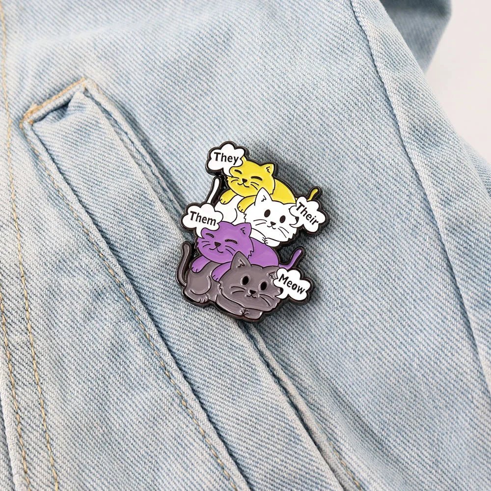 They Them Their Meow - Non-Binary Cats enamel pin