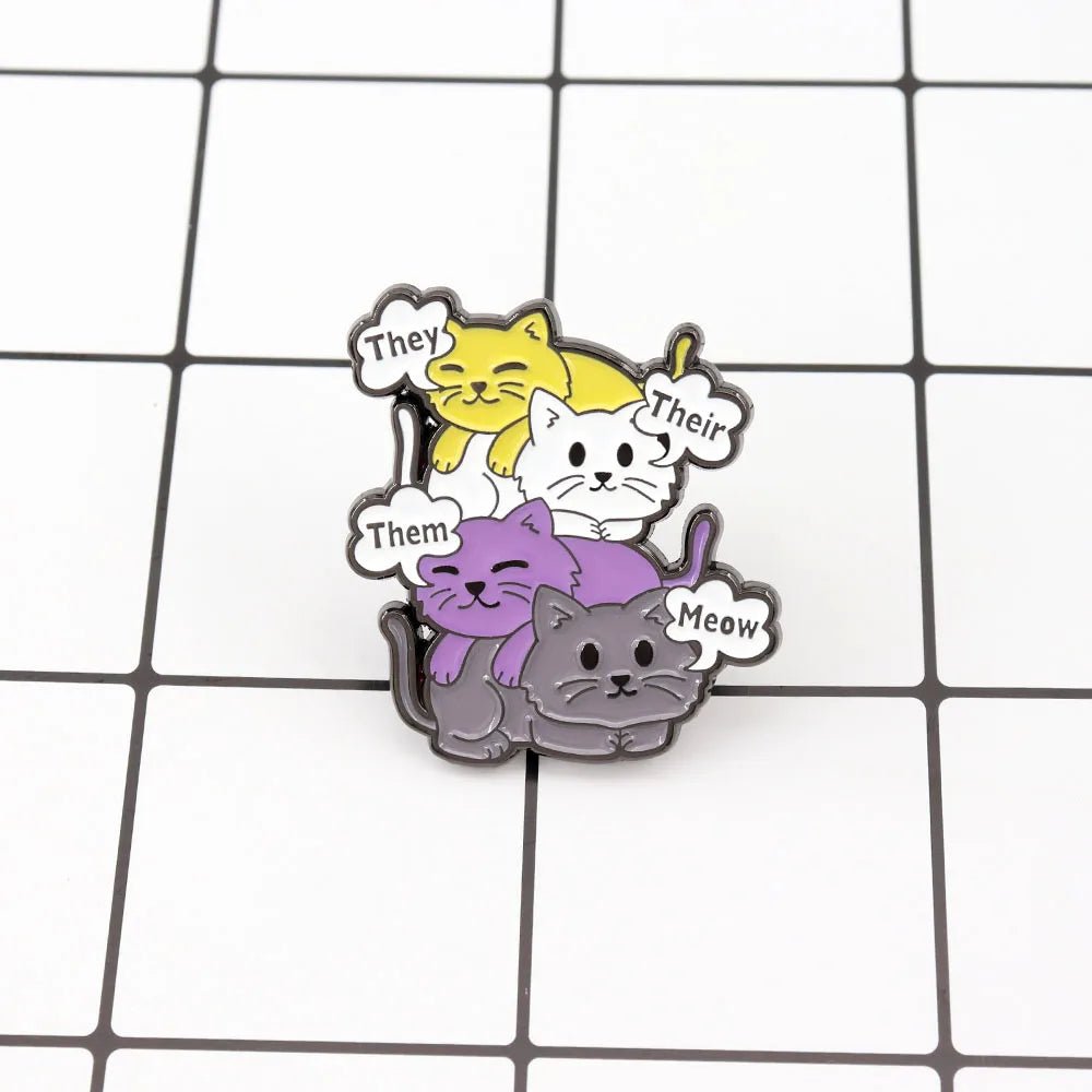 They Them Their Meow - Non-Binary Cats enamel pin