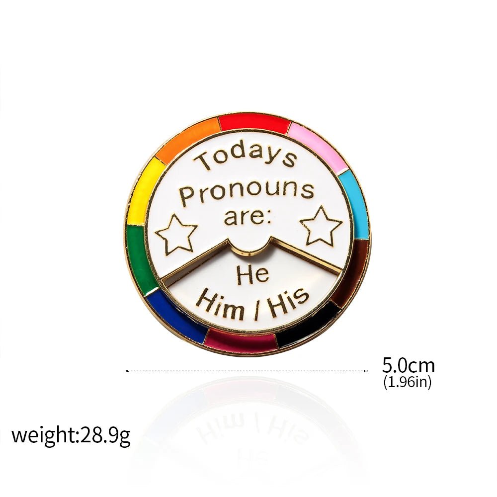 rainbow pronoun badge
