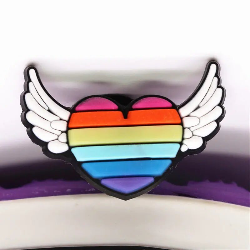 Rainbow heart with wings jibbit jibbitz