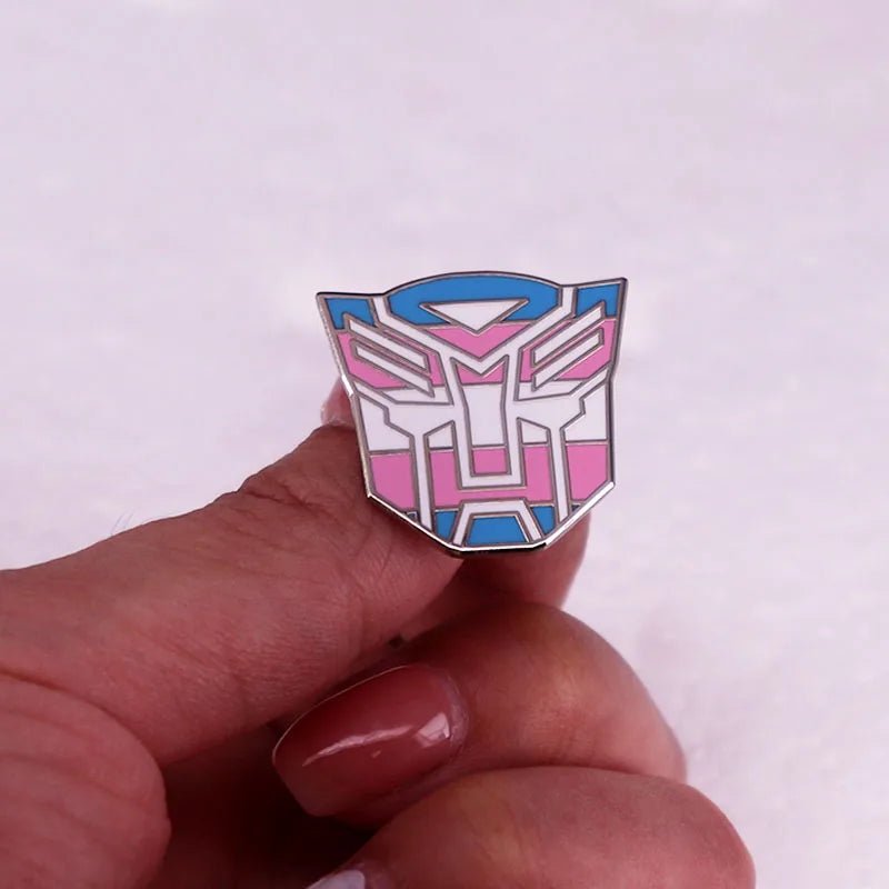Trans pride flag transformer enamel pin