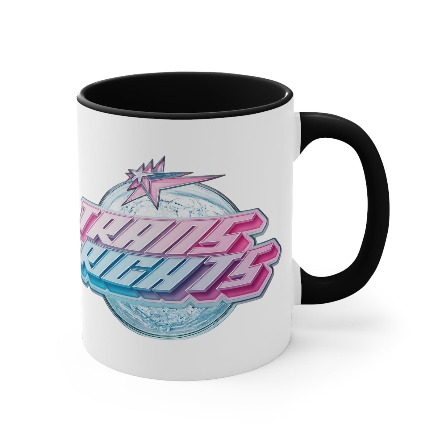 Trans Rights 2025 logo cup - colourful accent mug