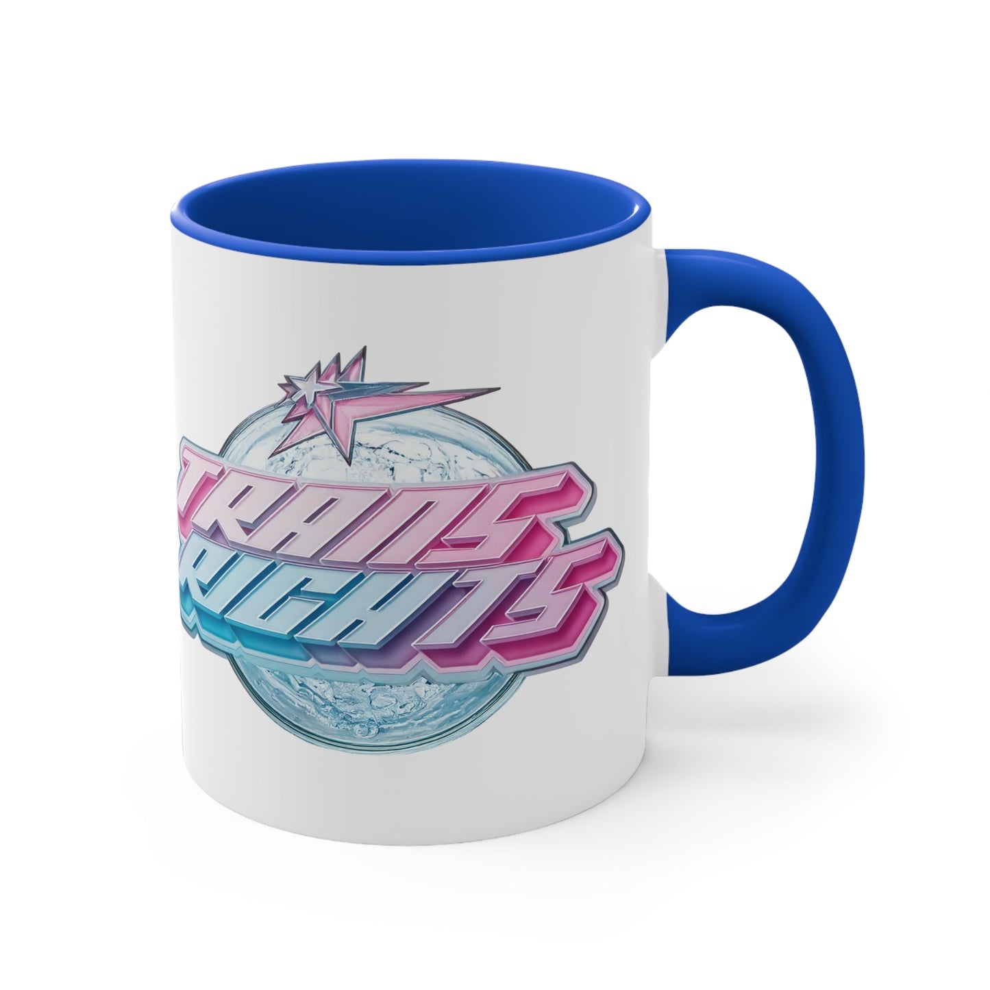 Trans Rights 2025 logo cup - colourful accent mug