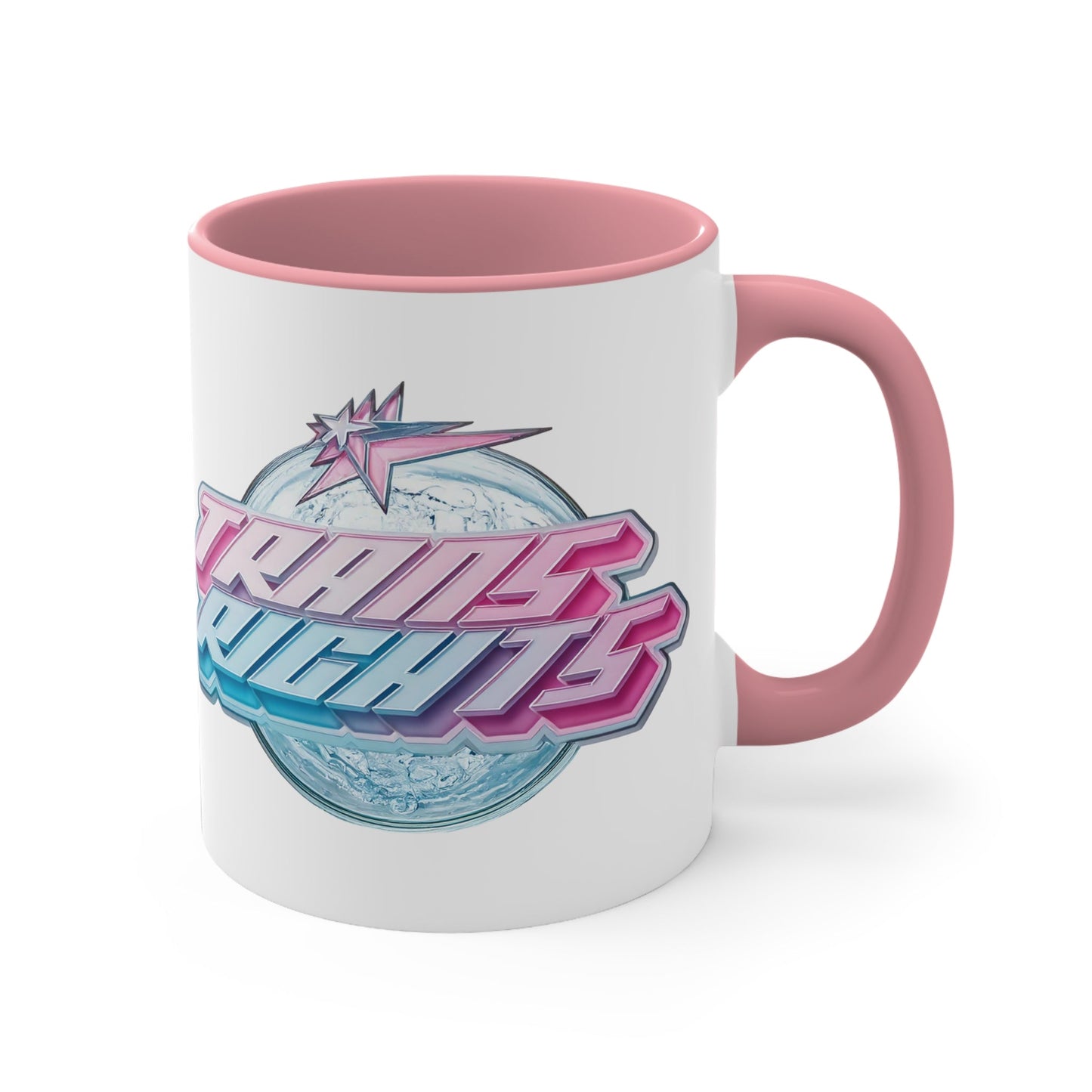 Trans Rights 2025 logo cup - colourful accent mug