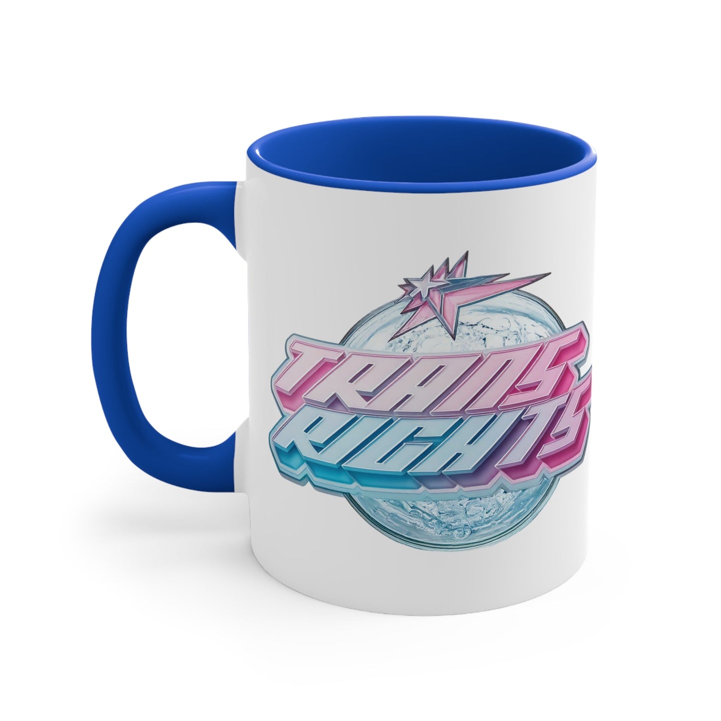 Trans Rights 2025 logo cup - colourful accent mug