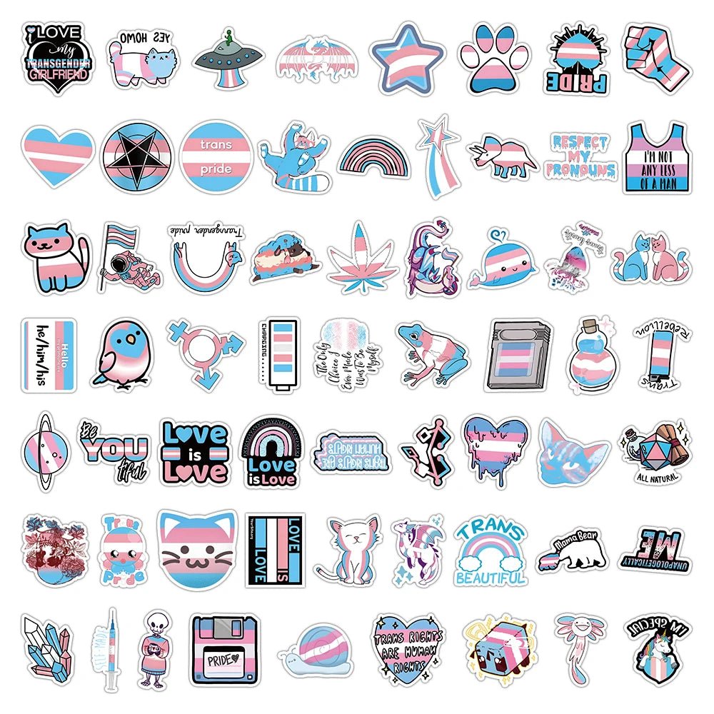Trans Pride Stickers - 10, 30 or 60 pieces