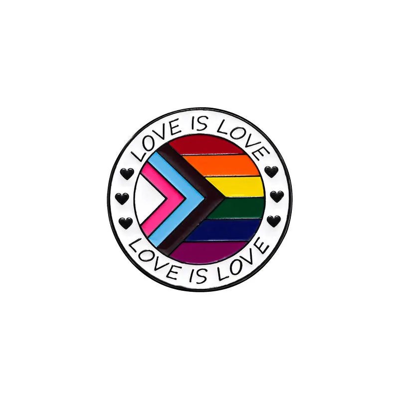 Love Is Love progress rainbow pride round enamel badge