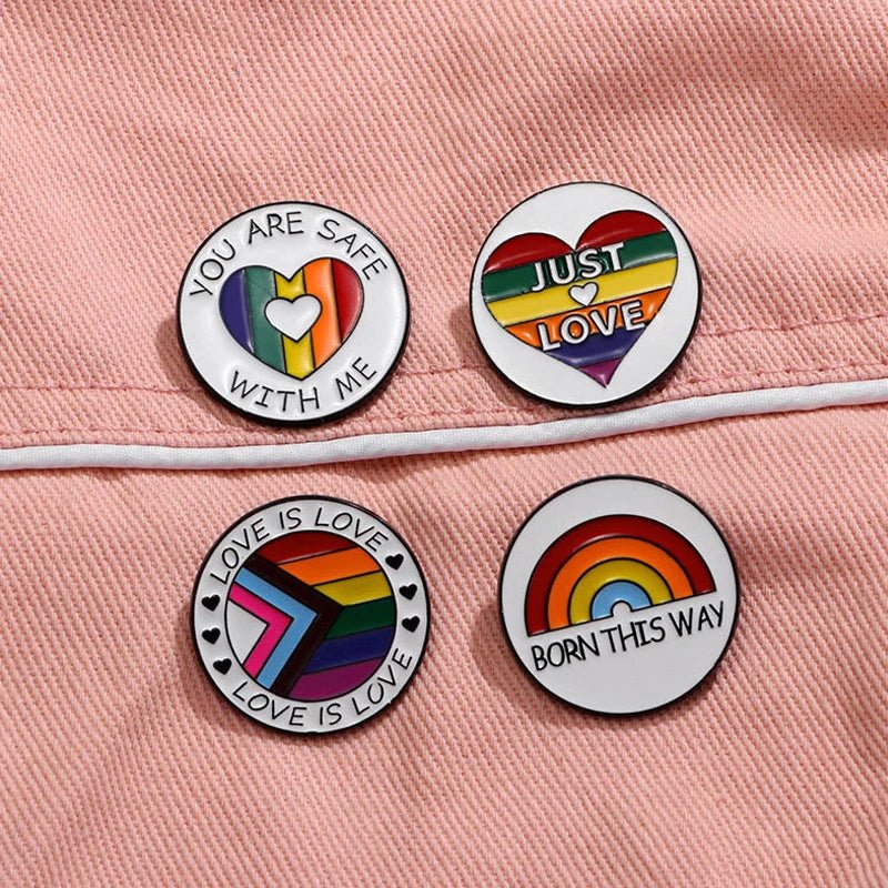 You Are Safe With Me rainbow enamel pin