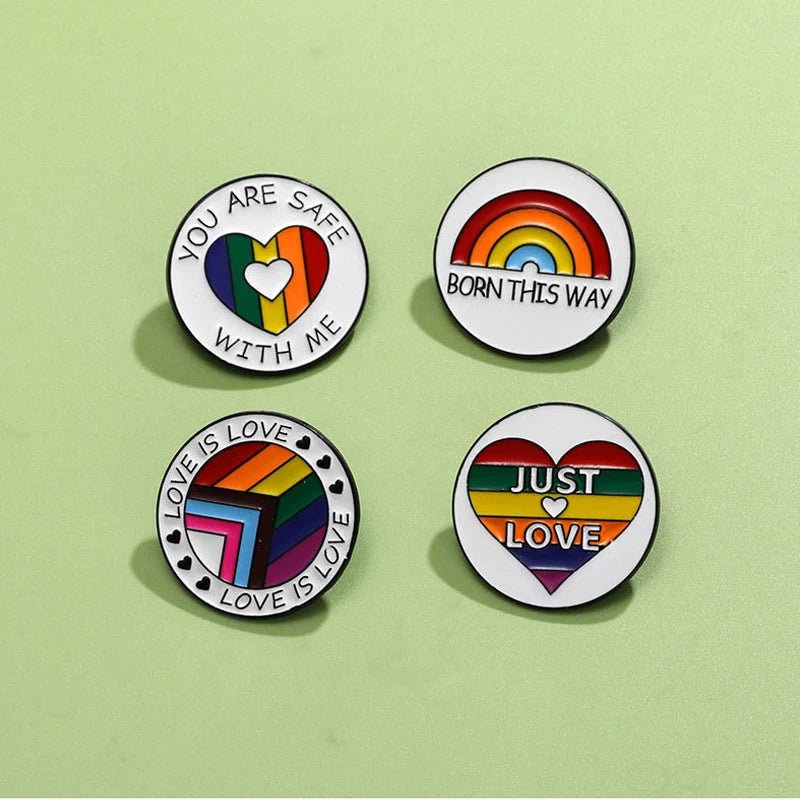 You Are Safe With Me rainbow enamel pin