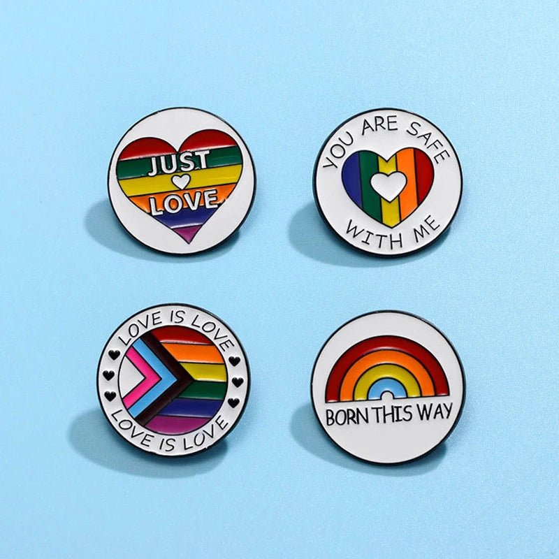 You Are Safe With Me rainbow enamel pin