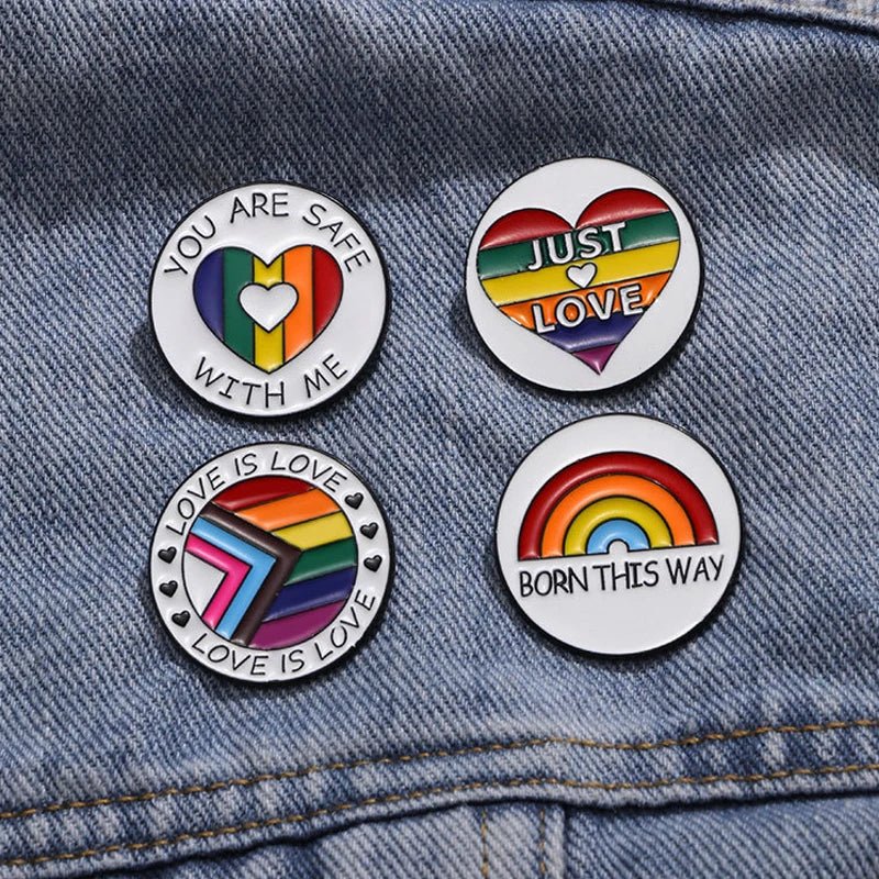 You Are Safe With Me rainbow enamel pin