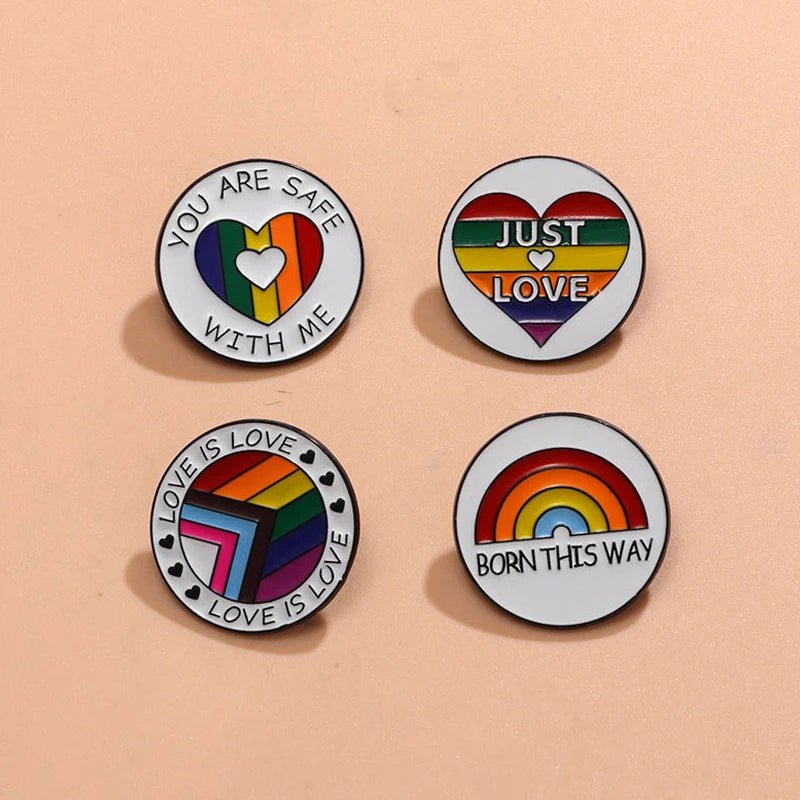 You Are Safe With Me rainbow enamel pin