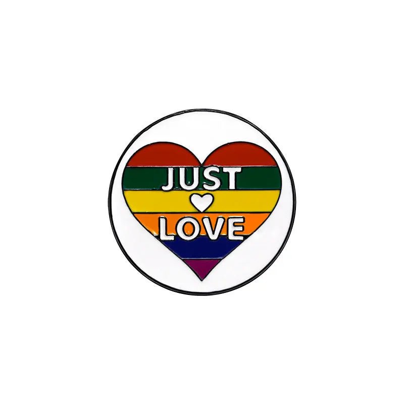 Just love rainbow heart queer pride badge