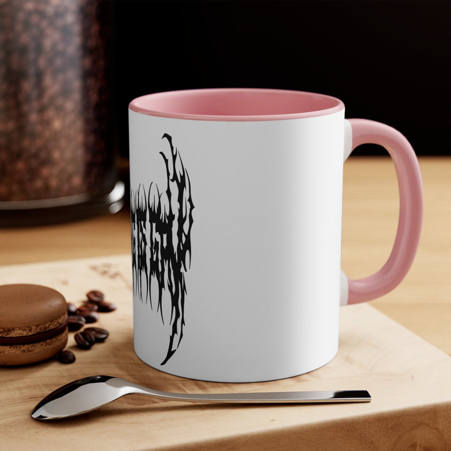 SKATING IS GAY but make it death metal accent mug