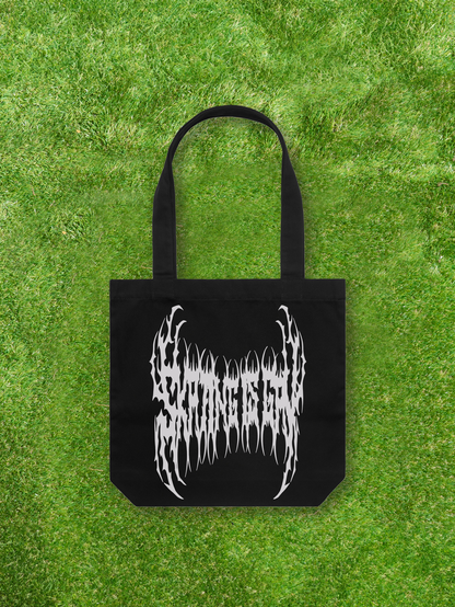 Large printed Cotton Canvas Tote Bag - Black