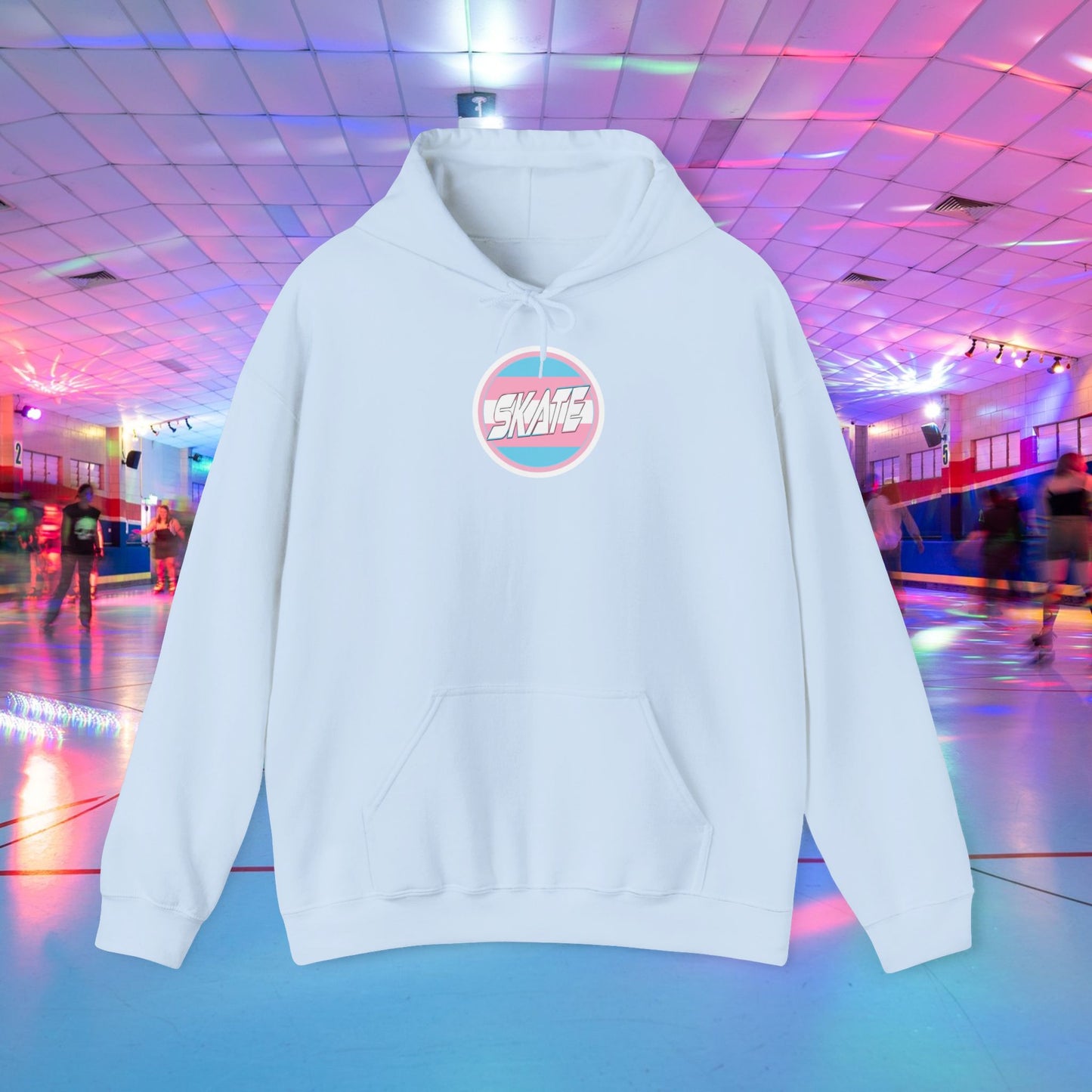 SKATE Trans Flag round logo Hoodie - Australian Shipping