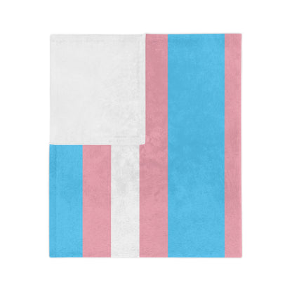 Transgender Pride Flag - Velveteen Microfiber Blanket