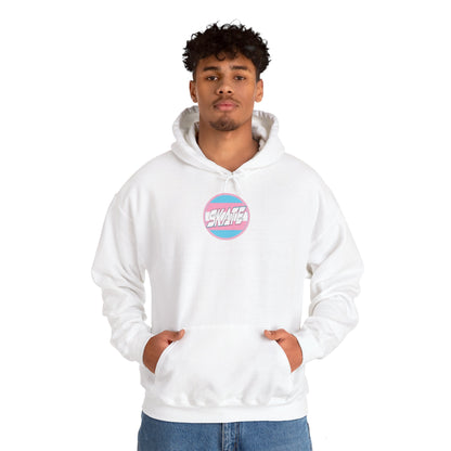 Add Custom Name - SKATE Trans Flag round logo Hoodie - Australian Shipping