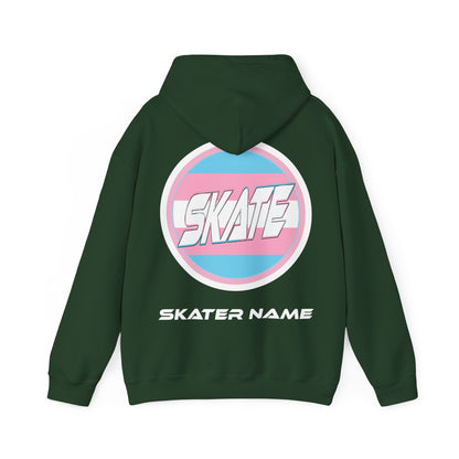 Add Custom Name - SKATE Trans Flag round logo Hoodie - Australian Shipping