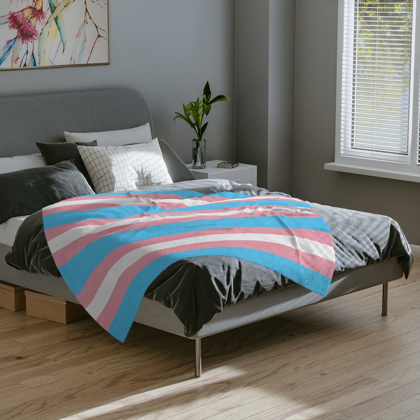 Transgender Pride Flag - Velveteen Microfiber Blanket