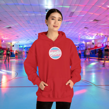 Add Custom Name - SKATE Trans Flag round logo Hoodie - Australian Shipping