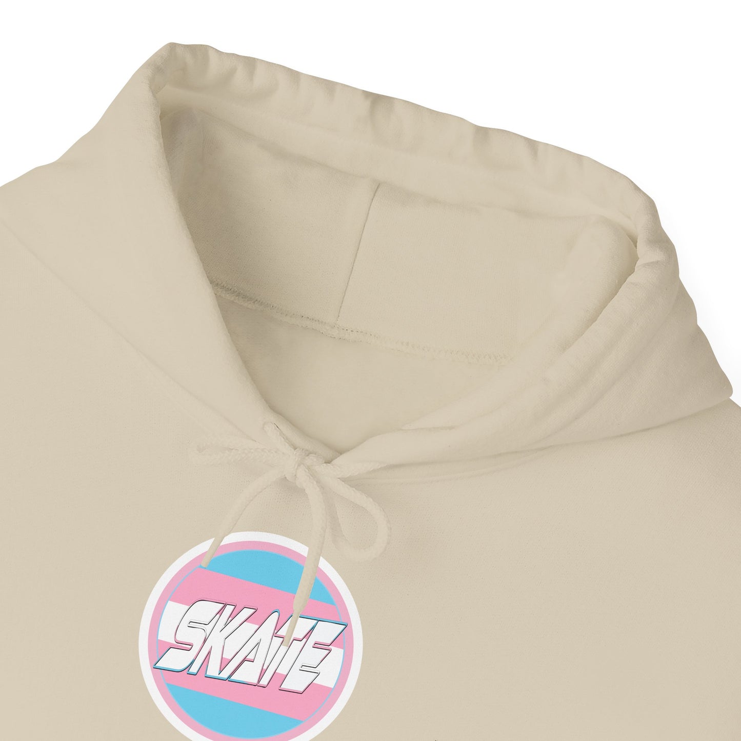 Add Custom Name - SKATE Trans Flag round logo Hoodie - Australian Shipping