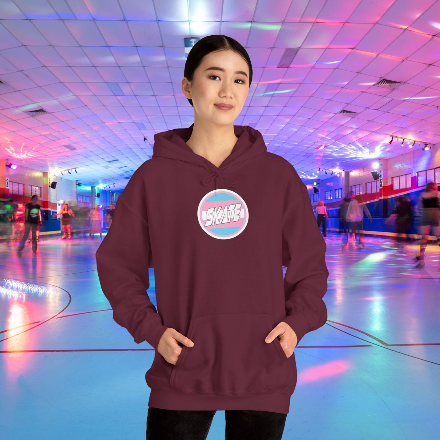 SKATE Trans Flag round logo Hoodie - Australian Shipping