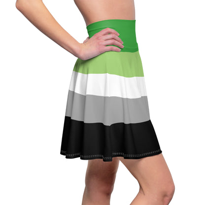 Aromantic pride flag Skater Skirt