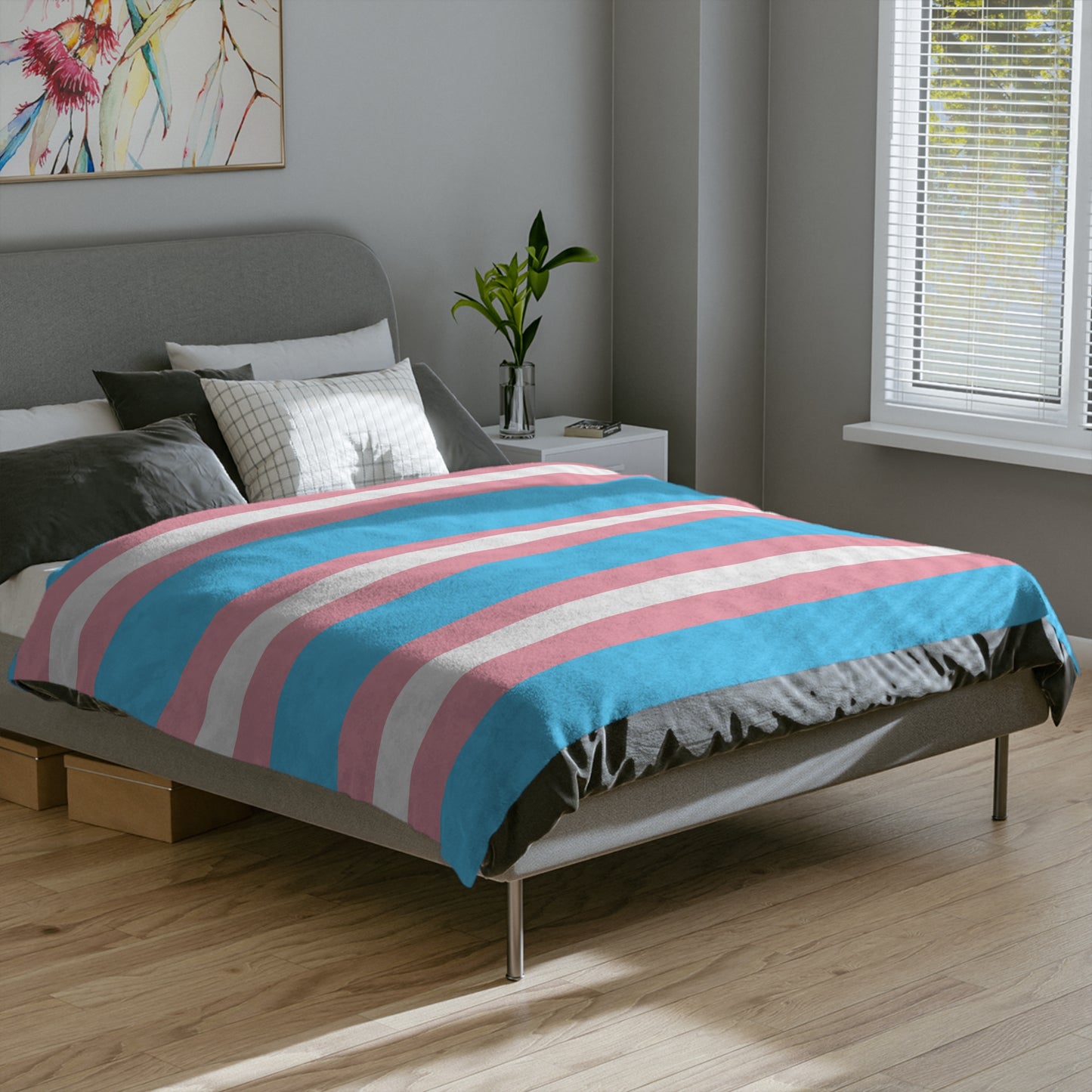 Transgender Pride Flag - Velveteen Microfiber Blanket