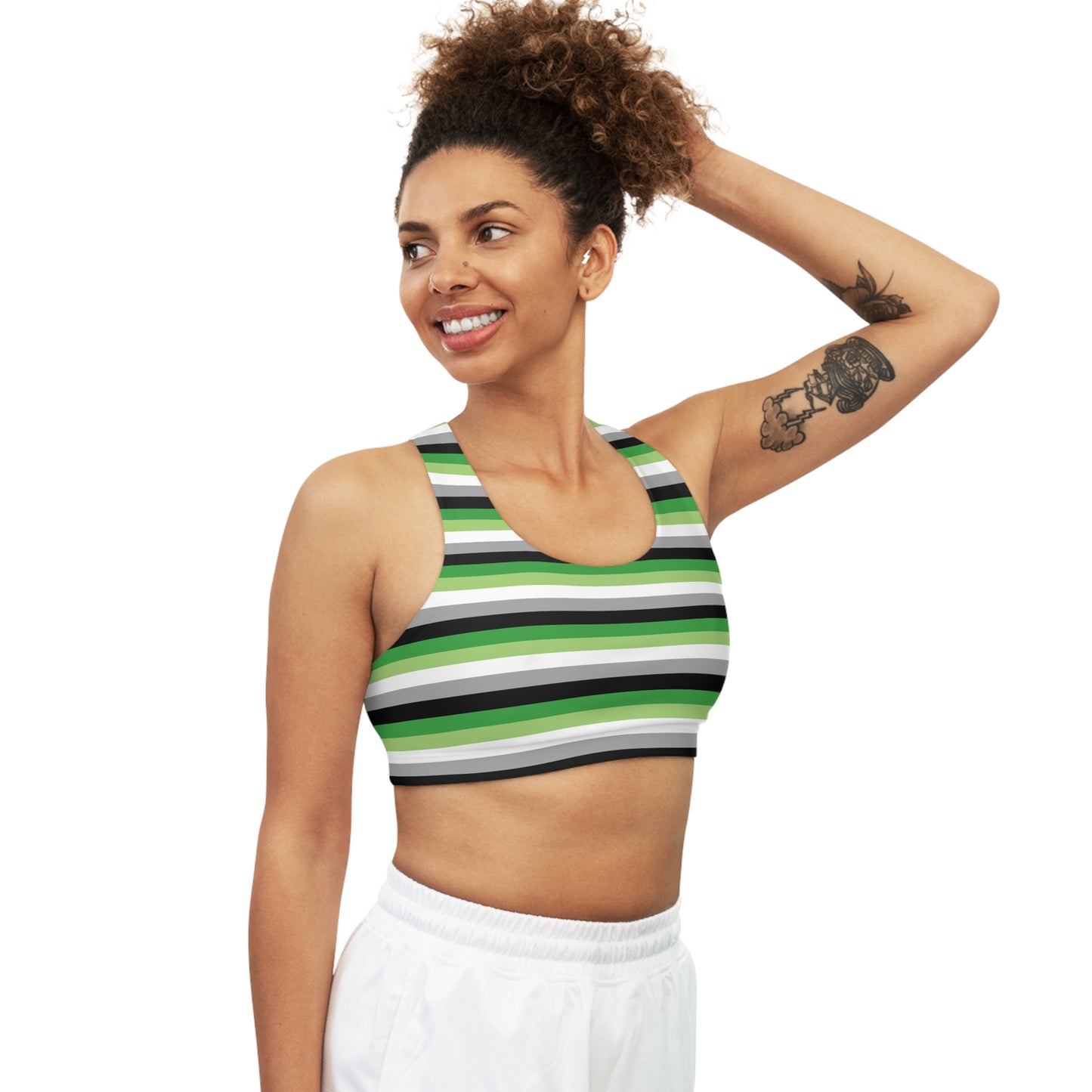 Aromantic pride flag seamless ports crop . Queer active wear