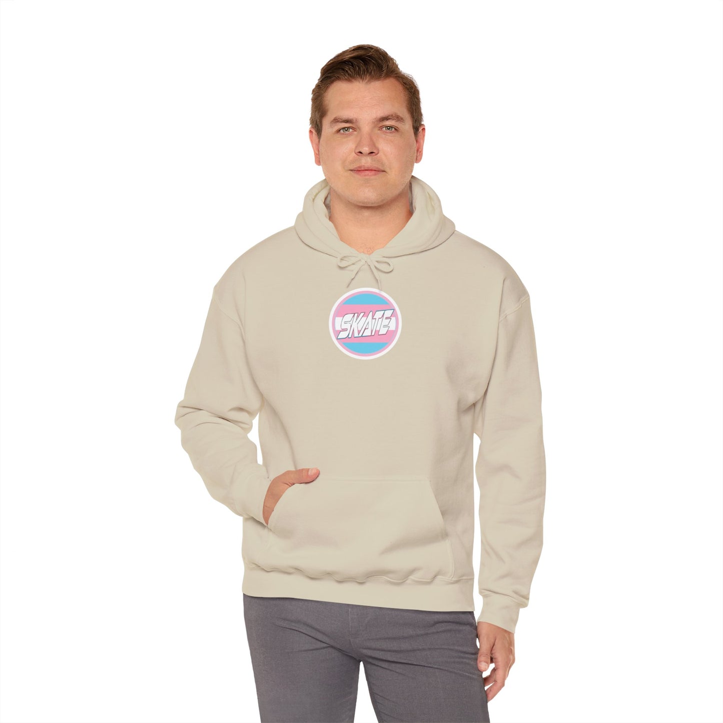 SKATE Trans Flag round logo Hoodie - Australian Shipping