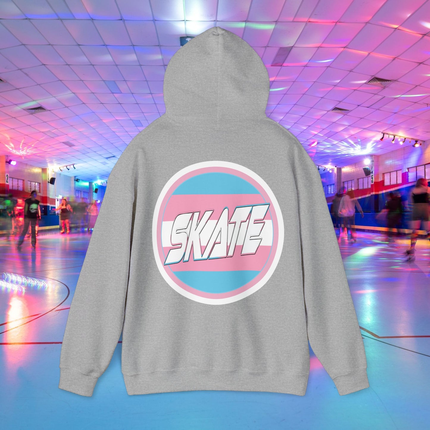 SKATE Trans Flag round logo Hoodie - Australian Shipping