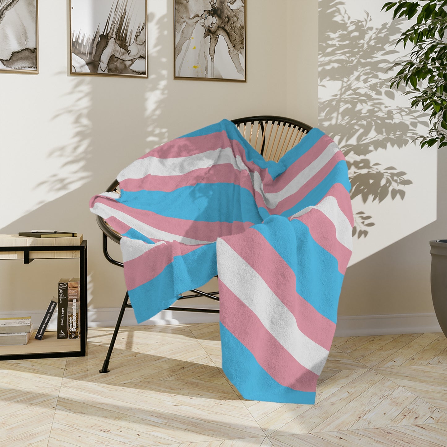 Transgender Pride Flag - Velveteen Microfiber Blanket