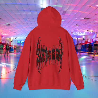 SKATING IS GAY but make it death metal Hoodie - Australian Shipping