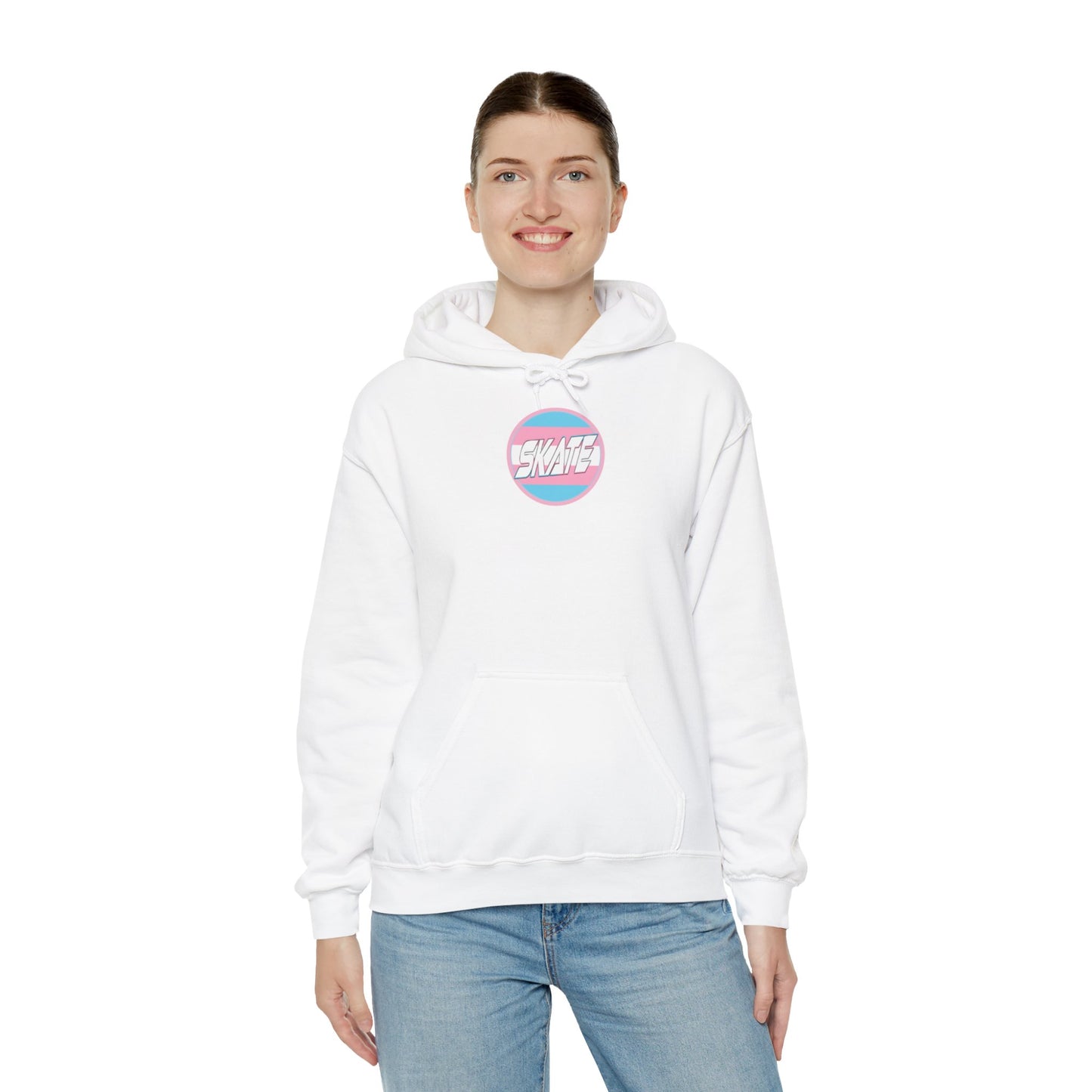 SKATE Trans Flag round logo Hoodie - Australian Shipping