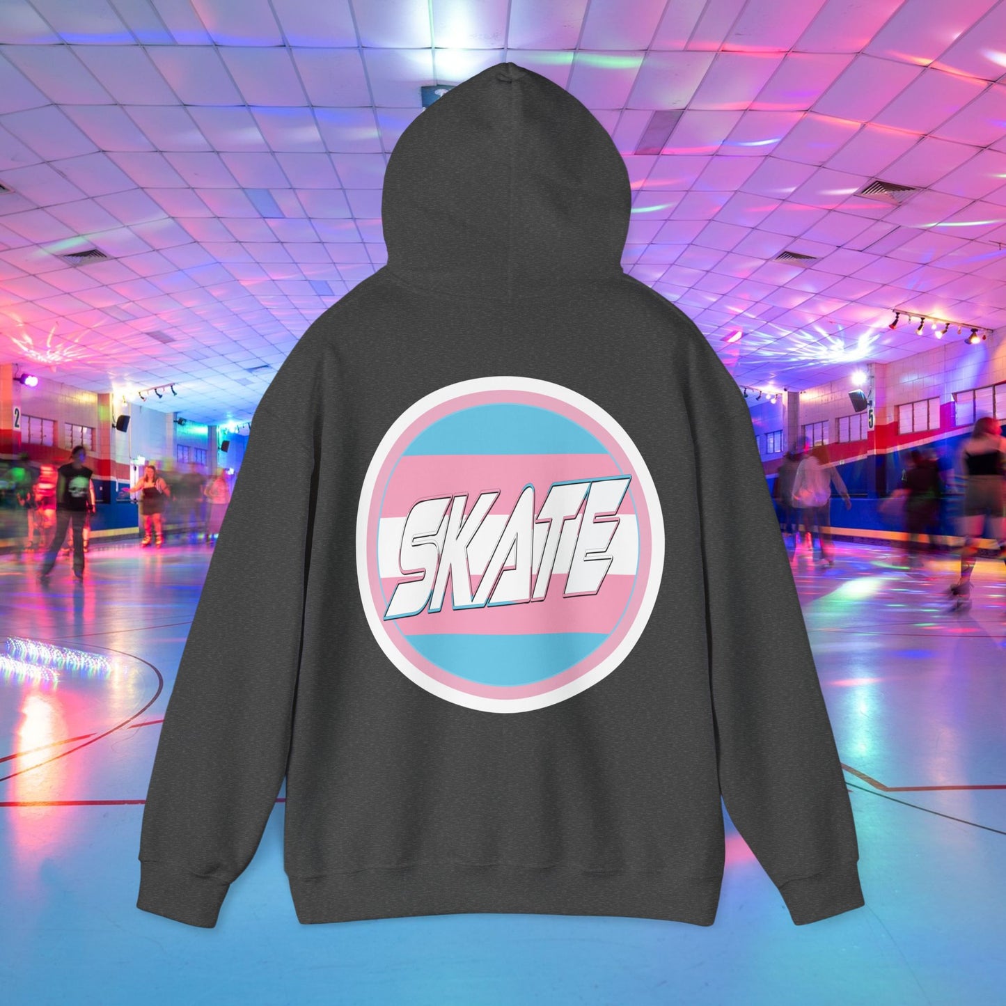 SKATE Trans Flag round logo Hoodie - Australian Shipping