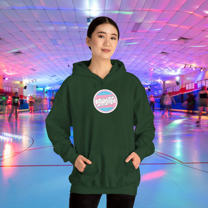 Add Custom Name - SKATE Trans Flag round logo Hoodie - Australian Shipping