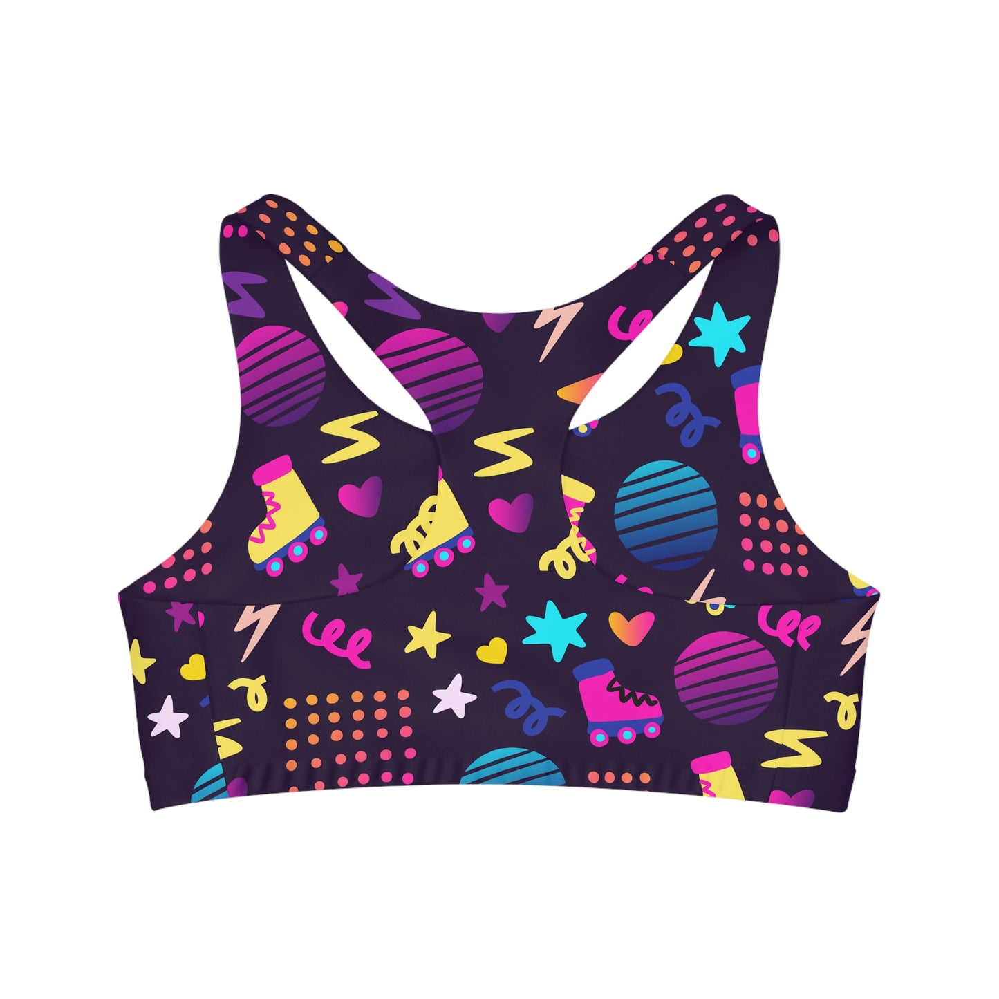 Retro Rollerskates seamless sports crop - 1980s graphic