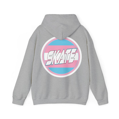 SKATE Trans Flag round logo Hoodie - Australian Shipping