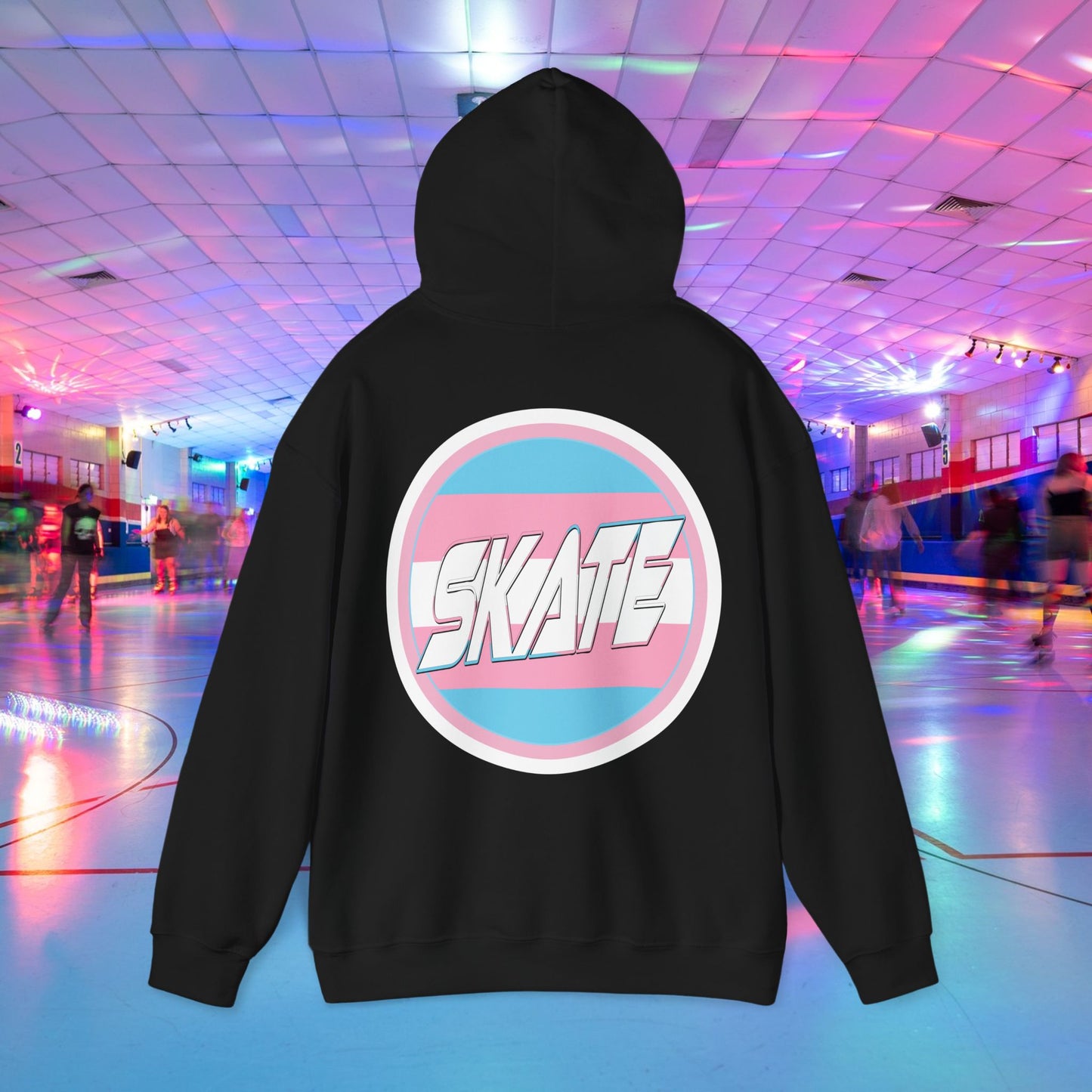 SKATE Trans Flag round logo Hoodie - Australian Shipping