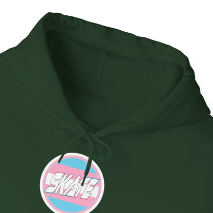 Add Custom Name - SKATE Trans Flag round logo Hoodie - Australian Shipping