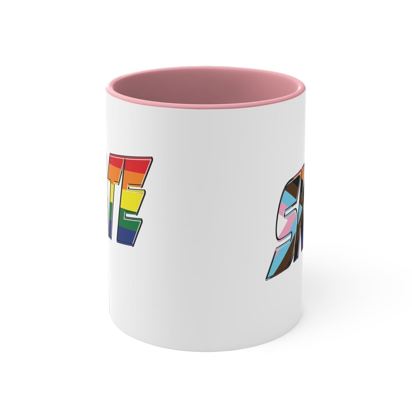 SKATE progress pride flag accent mug