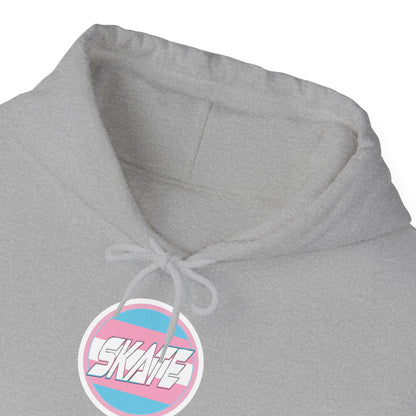 Add Custom Name - SKATE Trans Flag round logo Hoodie - Australian Shipping