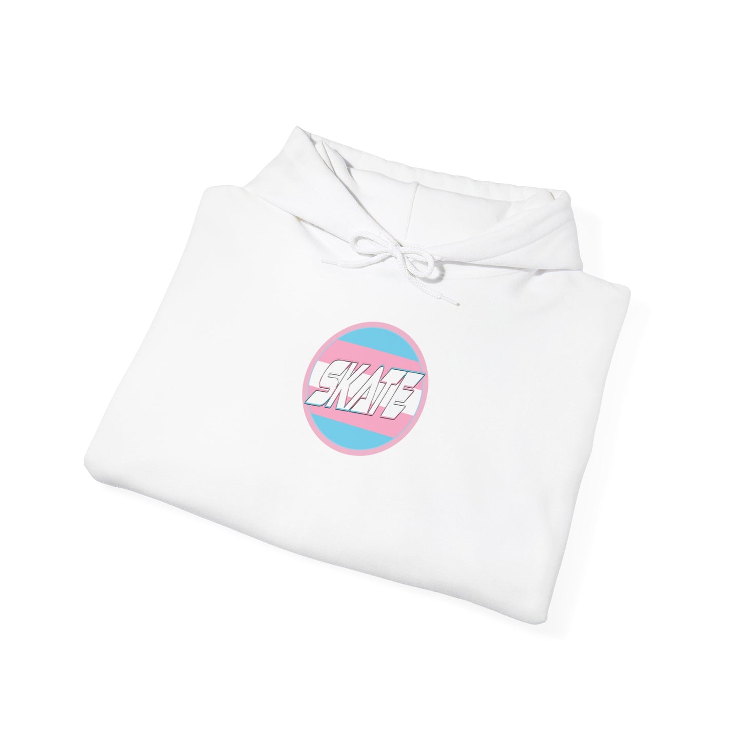 Add Custom Name - SKATE Trans Flag round logo Hoodie - Australian Shipping