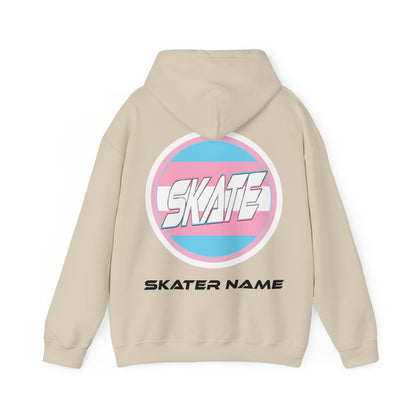 Add Custom Name - SKATE Trans Flag round logo Hoodie - Australian Shipping