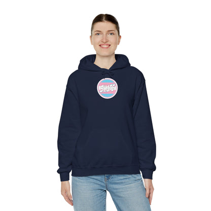 Add Custom Name - SKATE Trans Flag round logo Hoodie - Australian Shipping