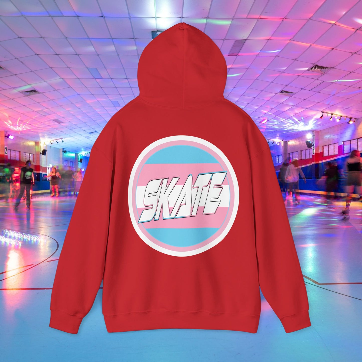 SKATE Trans Flag round logo Hoodie - Australian Shipping