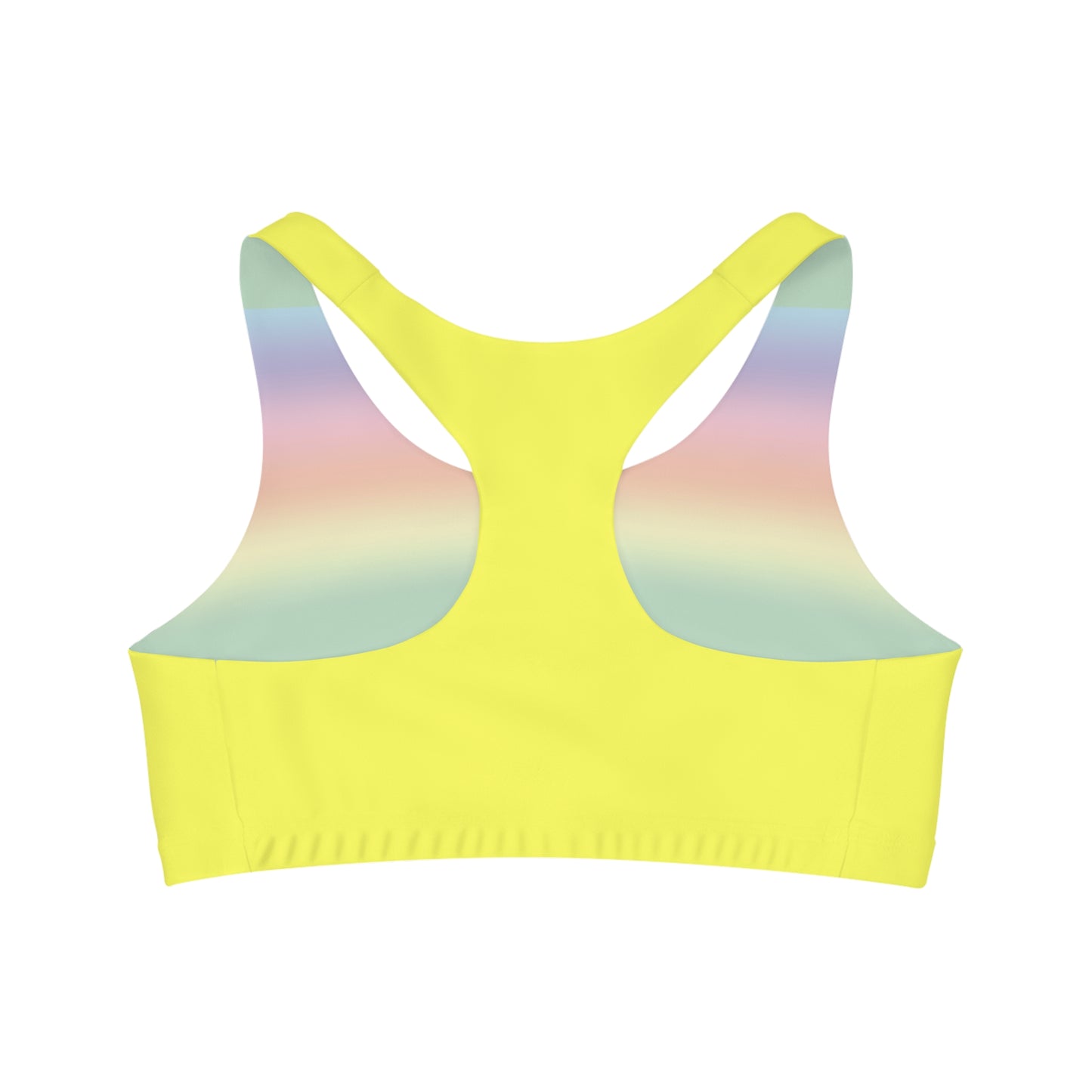 Glitter Rainbow Subtle Pride yellow seamless sports crop. LGBTIQAP+ active wear