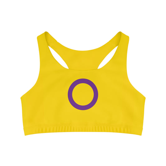 Intersex pride flag seamless ports crop. LGBTIQAP+ active wear